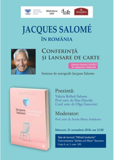 Celebrul psihosociolog francez Jacques Salome își lansează la Suceava cea mai recentă carte