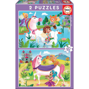 Puzzle Educa din 2 x 20 piese - Unicorns