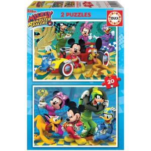 Puzzle Educa din 2 x 20 piese - Mickey and The Roadster Racers
